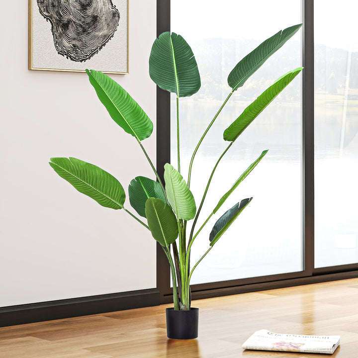 Planta Artificial com grandes folhas de palmeira Árvore realista com pote 10 folhas ?18x180cm