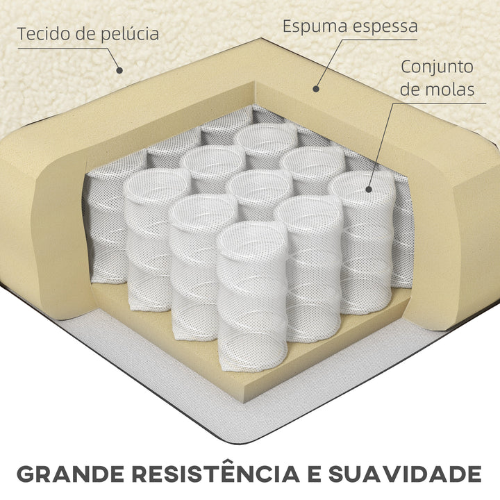 Poltrona Sala de Estar Individual Estofada com Apoio para a Cabeça e Pés de Metal para Dormitório Escritório Carga Máxima 125 kg 71x65x90 cm Creme