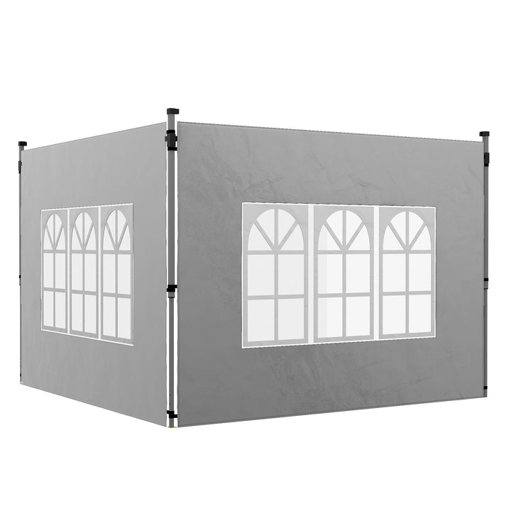 2 Painéis Laterais para Tenda de 3x3 / 3x4 m 295x195 cm Parede de Substituição de Tecido Oxford para Tendas Dobráveis com Janela para Jardim Exterior Festas Cinzento Claro