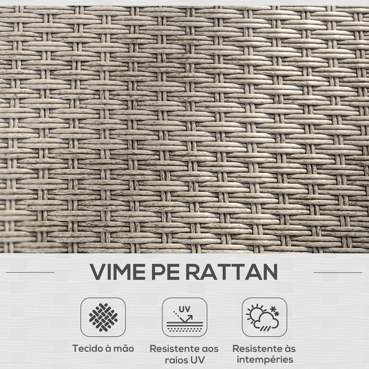 Conjunto de Jardim em Vime Sintético Conjunto de Móveis de Exterior com Sofá de 4 Módulos 1 Mesa de Centro e Almofadas Cinza