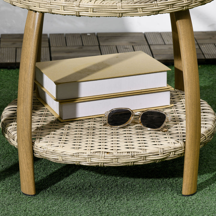 Conjunto de Mesa e Cadeiras para Exterior Conjunto de 3 Peças Cadeiras e Mesa em Vime com Estrutura de Alumínio Inclui 2 Cadeiras 1 Mesa de Vidro Temperado e Almofadas Natural e Marróm