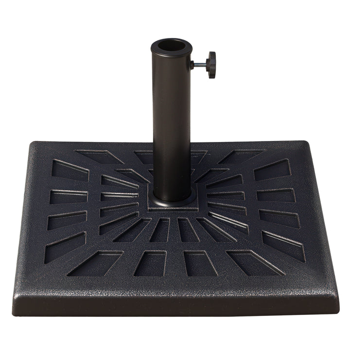 Base para Chapéu de Sol Peso 15 kg Base de Chapéu de Sol de Resina para Mastros de Ø3,8 cm y Ø4,8 cm para Varanda Pátio Jardim 47x47x32 cm Preto e Bronze