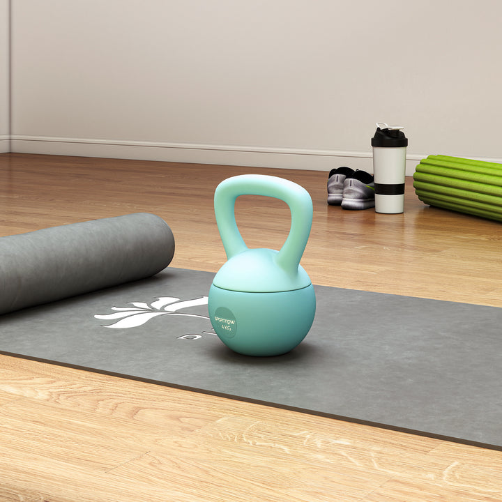 Kettlebell de 4 kg Pesa Russa Preenchida de Areia Metálica e Alça Antiderrapante para Treino de Musculação em Casa Ginásio 19x15x28 cm Verde