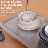 Carrinho Auxiliar com Rodas de Aço Inoxidável Carrinho de Cozinha com 2 Prateleiras e 2 Pegas para Sala de Jantar 70,5x40,5x81 cm Prata