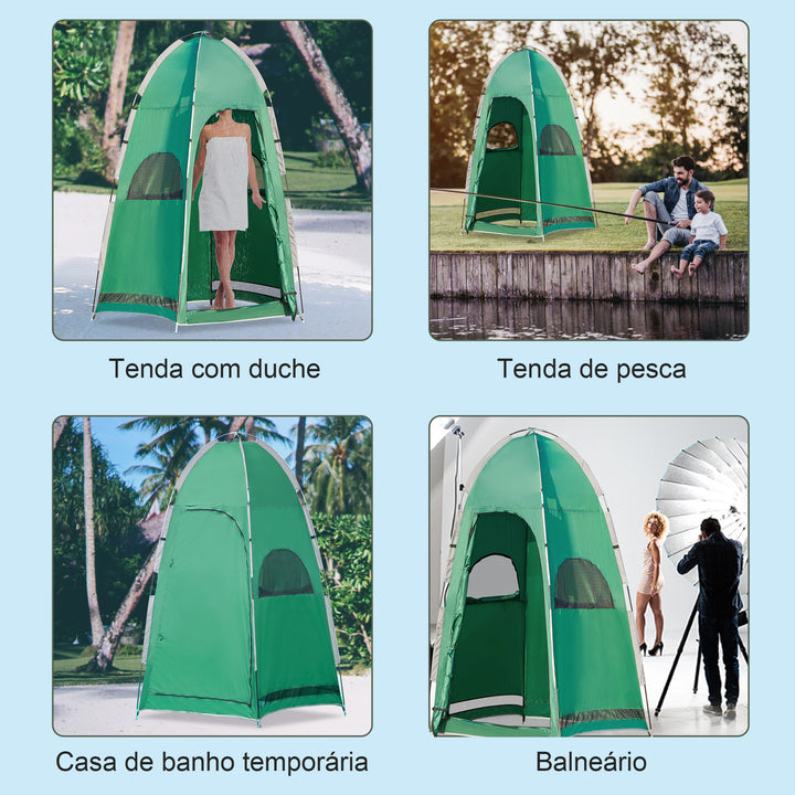 Tenda de Duche Portátil Tenda de Privacidade Emergente 122x122x213 cm UPF30+ Trocador para Campismo Sanita Verde