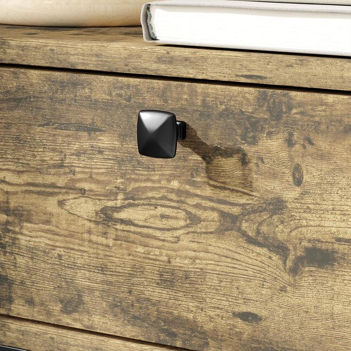 Mesa Auxiliar com Estação de Carga Mesinha Auxiliar Industrial com Gaveta e Prateleiras Abertas Mesa Auxiliar para Sala de Estar Dormitório 60x30x66,5 cm Castanho Rústico