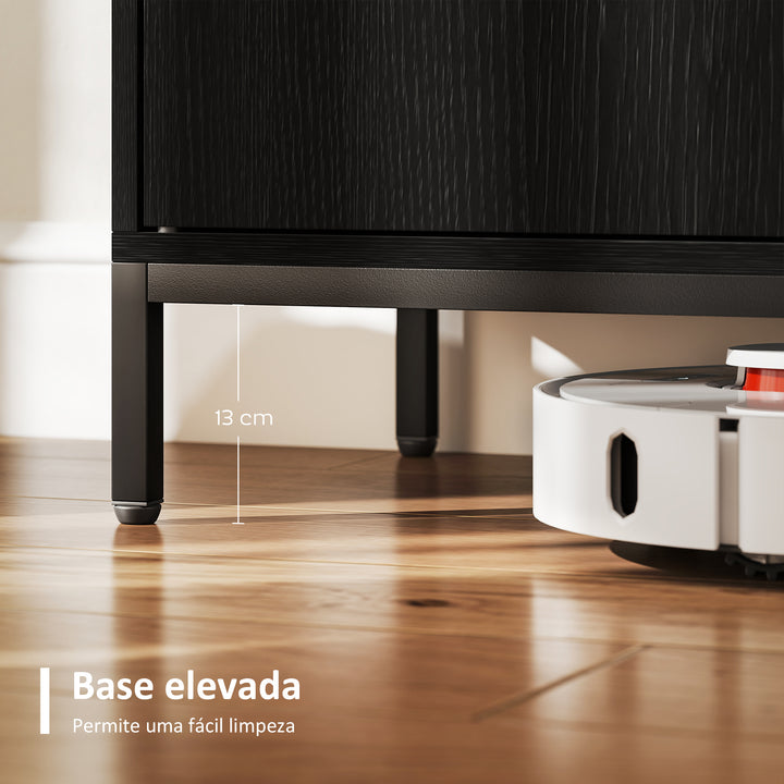 Aparador para Sala de Estar com 2 Portas Moderno Prateleira Ajustável e Base Elevada para Sala de Jantar Corredor Quarto, 80x40x90 cm Preto