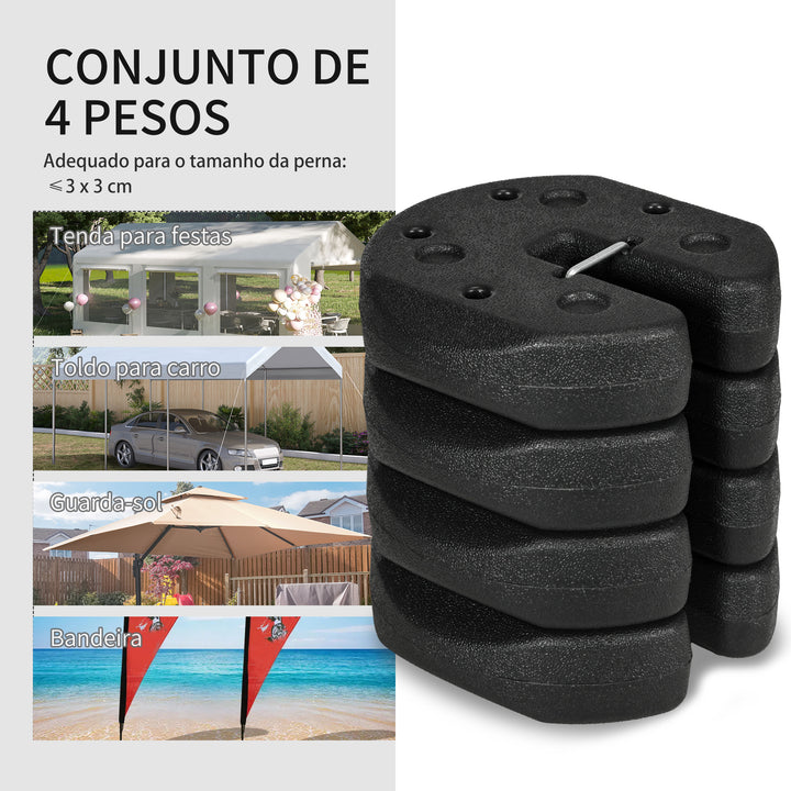 Conjunto de 4 Pesos para Tendas Dobráveis Pesos para Pérgola Preenchidos com Cimento Bases para Toldo Pérgola Ø22x5,5 cm Preto