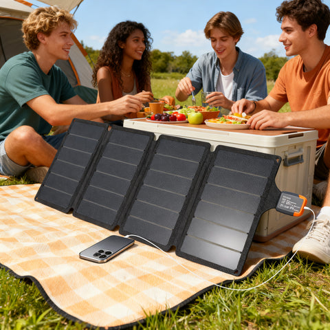 Painel Solar Dobrável 36W Painel Solar Portátil com Entradas USB-A e Tipo C IP67 Impermeável Placa Solar Dobrável com Superfície de ETFE para Carregar Telemóveis Tablets 89,8x27,9x1 cm Cinzento