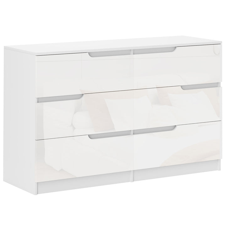 Cómoda com 6 Gavetas Cómoda de Dormitório Moderna com Sistema Anti-Tombo Cómoda para Sala de Estar Corredor 120x40x75 cm Branco