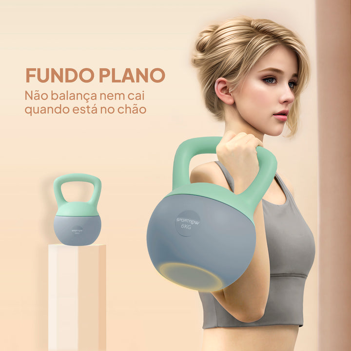 Kettlebell de 6 kg Pesa Russa Preenchida de Areia Metálica e Alça Antiderrapante para Treino de Musculação em Casa Ginásio 19x19x28 cm Cinzento