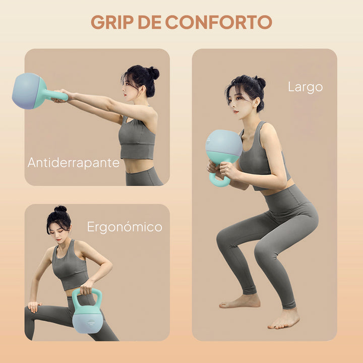 Kettlebell de 6 kg Pesa Russa Preenchida de Areia Metálica e Alça Antiderrapante para Treino de Musculação em Casa Ginásio 19x19x28 cm Cinzento
