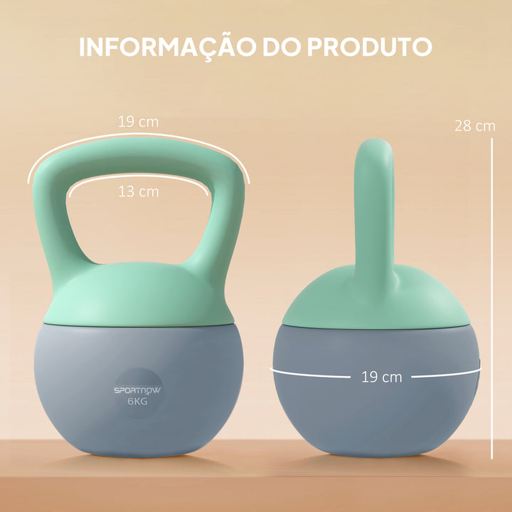 Kettlebell de 6 kg Pesa Russa Preenchida de Areia Metálica e Alça Antiderrapante para Treino de Musculação em Casa Ginásio 19x19x28 cm Cinzento