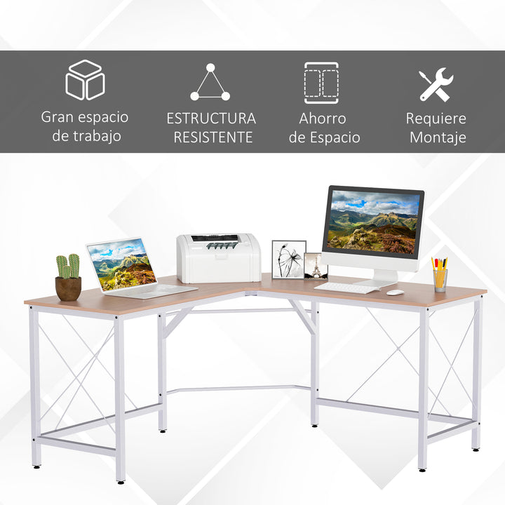 Mesa de computador PC Mesa de escritório formulário de tabela de canto L Armação de Aço 150x150x76cm