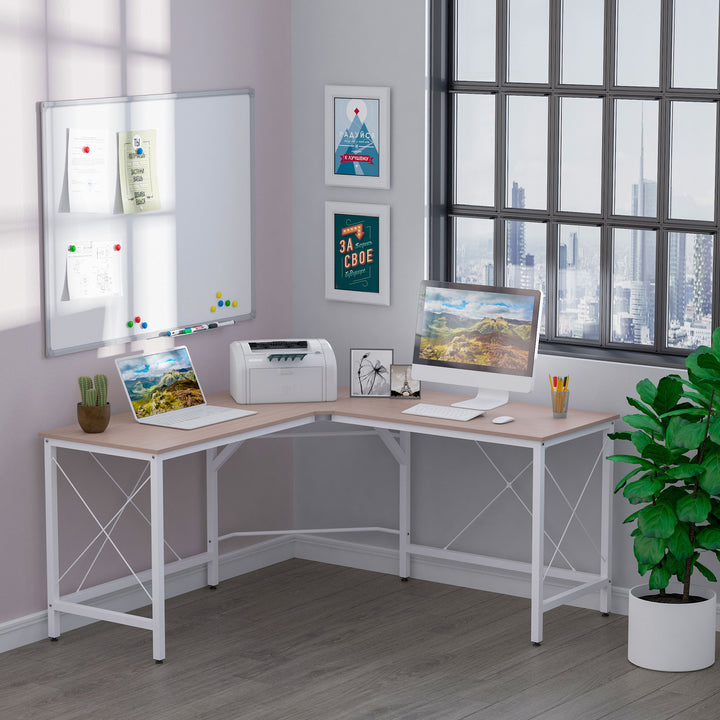 Mesa de computador PC Mesa de escritório formulário de tabela de canto L Armação de Aço 150x150x76cm