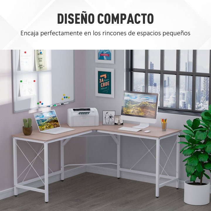 Mesa de computador PC Mesa de escritório formulário de tabela de canto L Armação de Aço 150x150x76cm