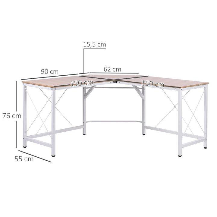 Mesa de computador PC Mesa de escritório formulário de tabela de canto L Armação de Aço 150x150x76cm