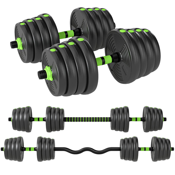 Conjunto de Halteres Ajustáveis 3 em 1 30 kg Conjunto de Pesos com Barras de Conexão e Pegas Antiderrapantes Pesos e Halteres para Exercício de Fitness Ginásio em Casa
