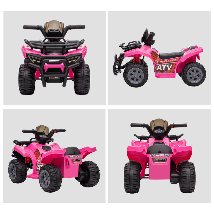 Quadriciclo Elétrico para Crianças de 18-36 Meses Veículo Elétrico a Bateria 6V Infantil com Faróis LED Velocidade 2km/h 66x44x42cm Rosa