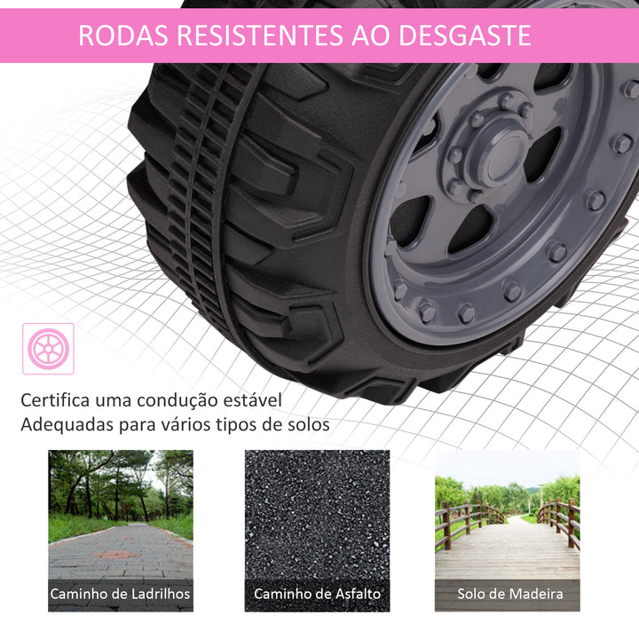 Quadriciclo Elétrico para Crianças de 18-36 Meses Veículo Elétrico a Bateria 6V Infantil com Faróis LED Velocidade 2km/h 66x44x42cm Rosa