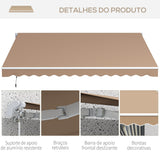 Toldo Manual Retrátil 350x250 cm Toldo para Varanda com Manivela de Metal Impermeável e Anti-UV Toldo Enrolável de Exterior para Jardim Terraço Janelas Marróm