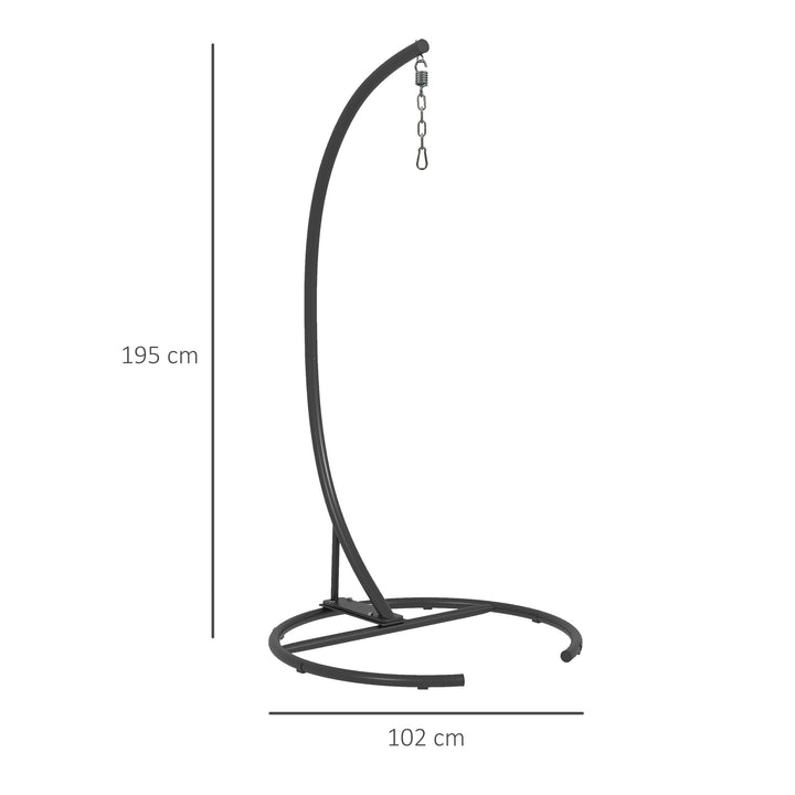 Suporte para Cadeira Suspensa com Base Redonda Estrutura Metálica Suporte para Cadeira Suspensa para Interior e Exterior Capacidade 150 kg Ø102x195 cm Preto