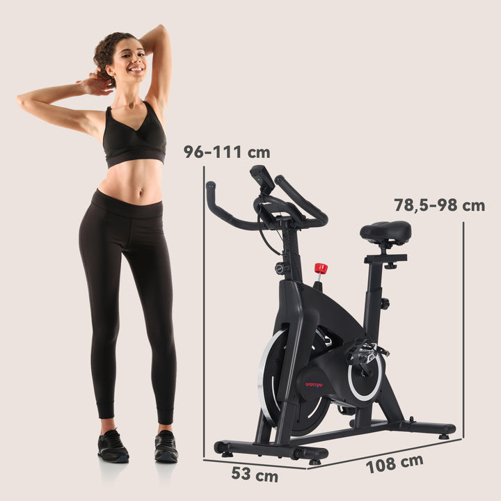 Bicicleta Estática Bicicleta Fitness com Volante de Inércia de 15 kg Ecrã LED Guiador e Assento Ajustável Carga 120 kg para Casa Ginásio 108x53x111 cm Preto