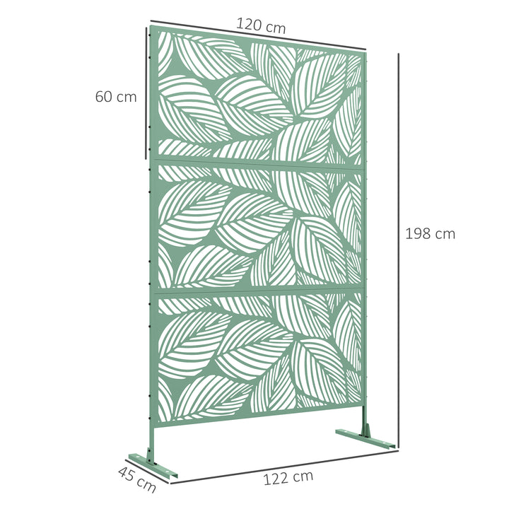 Biombo de Exterior Separador de Ambientes com 3 Peças com Padrão de Flores Grande e Estrutura de Aço Ecrã de Privacidade para Pátio Varanda Jardim 122x45x198 cm Verde