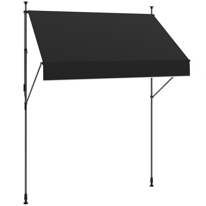 Toldo Manual Retrátil 200x120 cm Toldo Exterior Enrolável Altura Ajustável com Manivela 210-310 cm Proteção UV30+ para Jardim Varanda Pátio Preto