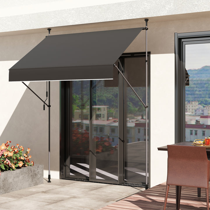 Toldo Manual Retrátil 200x120 cm Toldo Exterior Enrolável Altura Ajustável com Manivela 210-310 cm Proteção UV30+ para Jardim Varanda Pátio Preto