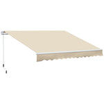 Toldo Manual Retrátil 350x250 cm Toldo para Varanda com Manivela de Metal Impermeável e Anti-UV Toldo Enrolável de Exterior para Jardim Terraço Janelas Creme