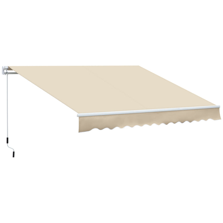 Toldo Manual Retrátil 350x250 cm Toldo para Varanda com Manivela de Metal Impermeável e Anti-UV Toldo Enrolável de Exterior para Jardim Terraço Janelas Creme