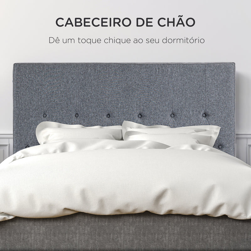 Cabeceira de Cama 160cm Cabeceira de Cama Estofada em Linho e Acolchoada 2 Formas de Uso Vertical ou Montado na Parede 160x7x120cm Cinza