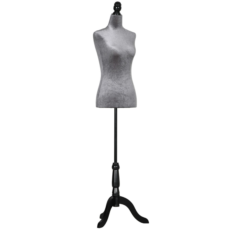 Manequim de Costura Feminino Manequim de Costura Ajustável a 130-168 cm com Tripé de Madeira para Fotografia de Moda Exposição de Roupas Cinza