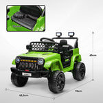 Carro Elétrico para Crianças acima de 3 Anos Carro Elétrico Infantil UTV Carro a Bateria 12V com Controlo Remoto Velocidade Ajustável USB Faróis e Buzina 95x62,5x65 cm Verde