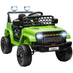 Carro Elétrico para Crianças acima de 3 Anos Carro Elétrico Infantil UTV Carro a Bateria 12V com Controlo Remoto Velocidade Ajustável USB Faróis e Buzina 95x62,5x65 cm Verde