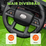 Carro Elétrico para Crianças acima de 3 Anos Carro Elétrico Infantil UTV Carro a Bateria 12V com Controlo Remoto Velocidade Ajustável USB Faróis e Buzina 95x62,5x65 cm Verde