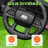 Carro Elétrico para Crianças acima de 3 Anos Carro Elétrico Infantil UTV Carro a Bateria 12V com Controlo Remoto Velocidade Ajustável USB Faróis e Buzina 95x62,5x65 cm Verde