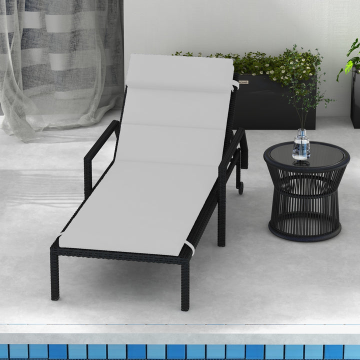 Almofada para Espreguiçadeira 196x63x6 cm Almofada para Espreguiçadeira de Algodão com Tecido Repelente à Água Almofada de Assento e Encosto para Jardim Varanda Cinza Claro