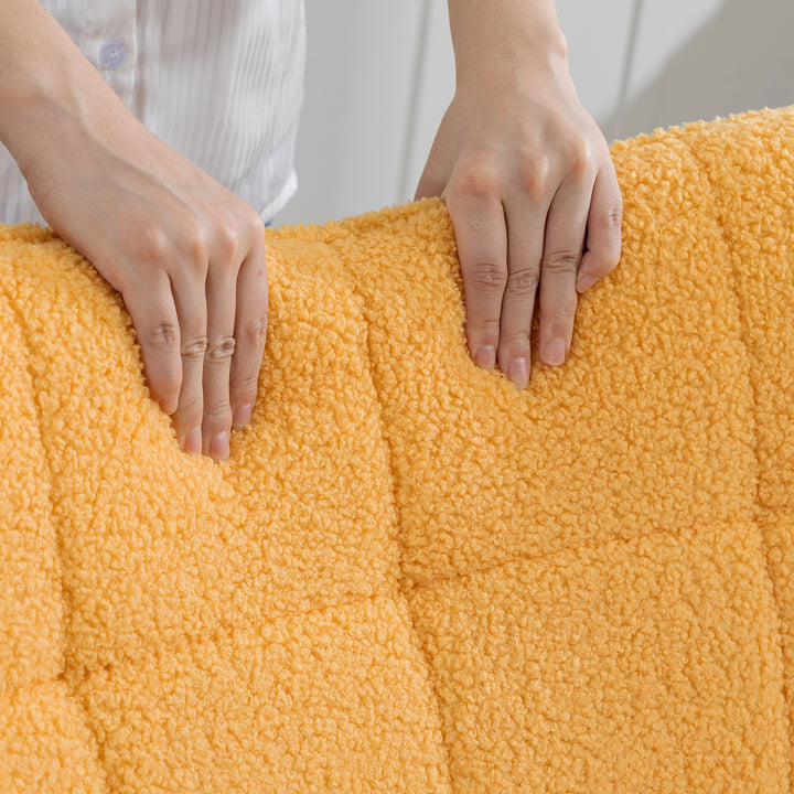 Poltrona Baloiço Poltrona de Sala de Estar Oscilação de 40° com Pés de Madeira de Faia e Estrutura de Aço para Dormitório Carga Máxima 120 kg 71x98x101 cm Amarelo