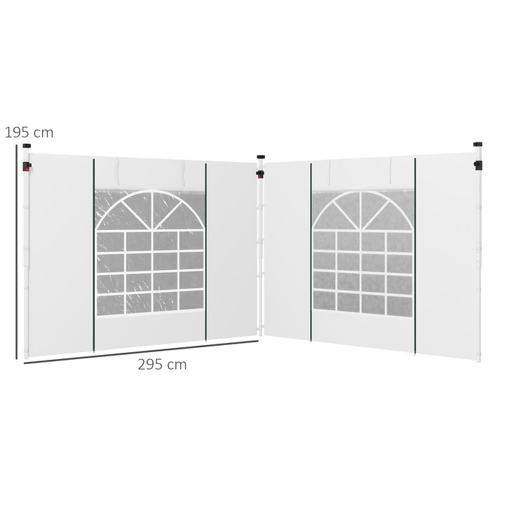 Paredes Laterais para Tenda de 2 Painéis 295x195 cm com Janela Enrolável e Porta com Fecho de Correr para Tenda 3x3 m ou 3x6 m Branco
