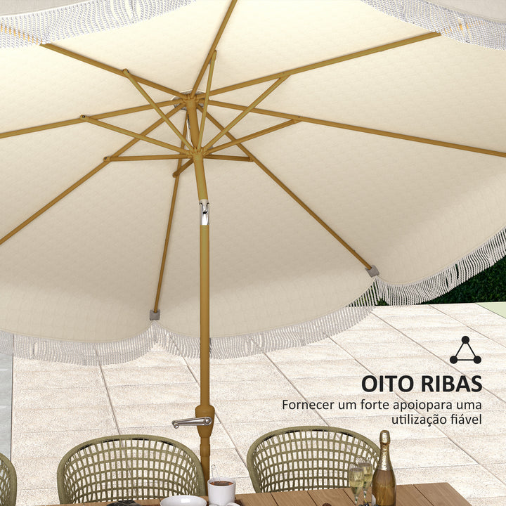 Chapéu de Sol de Jardim Ø269 cm Chapéu de Sol de Exterior com Ângulo Ajustável e Manivela Proteção UV30+ Chapéu de Sol para Pátio Varanda Bege