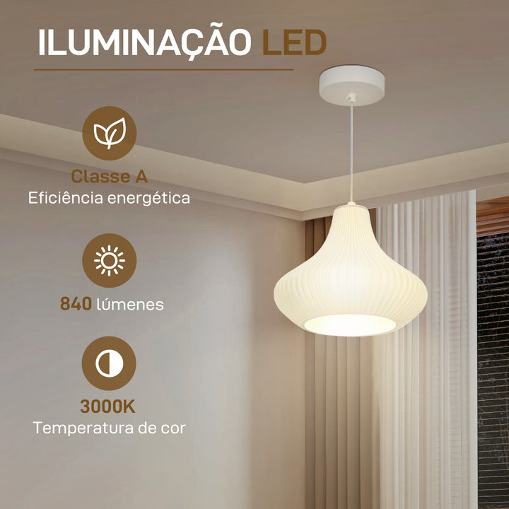 Candeeiro Suspenso Moderno Candeeiro de Teto com Ecrã de Impressão 3D Iluminação para Sala de Jantar Cozinha Sala de Estar Bar Restaurante Ø22x18 cm Branco