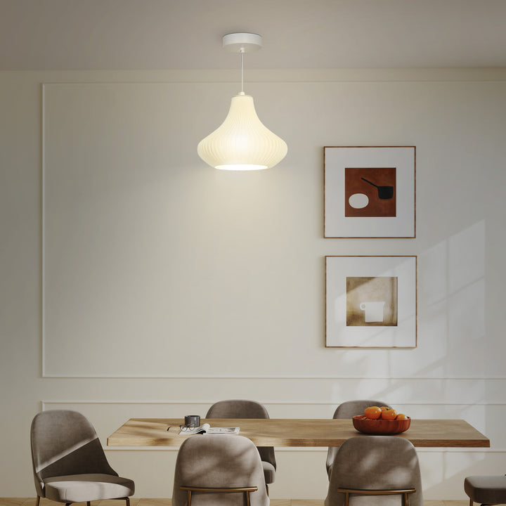 Candeeiro Suspenso Moderno Candeeiro de Teto com Ecrã de Impressão 3D Iluminação para Sala de Jantar Cozinha Sala de Estar Bar Restaurante Ø22x18 cm Branco