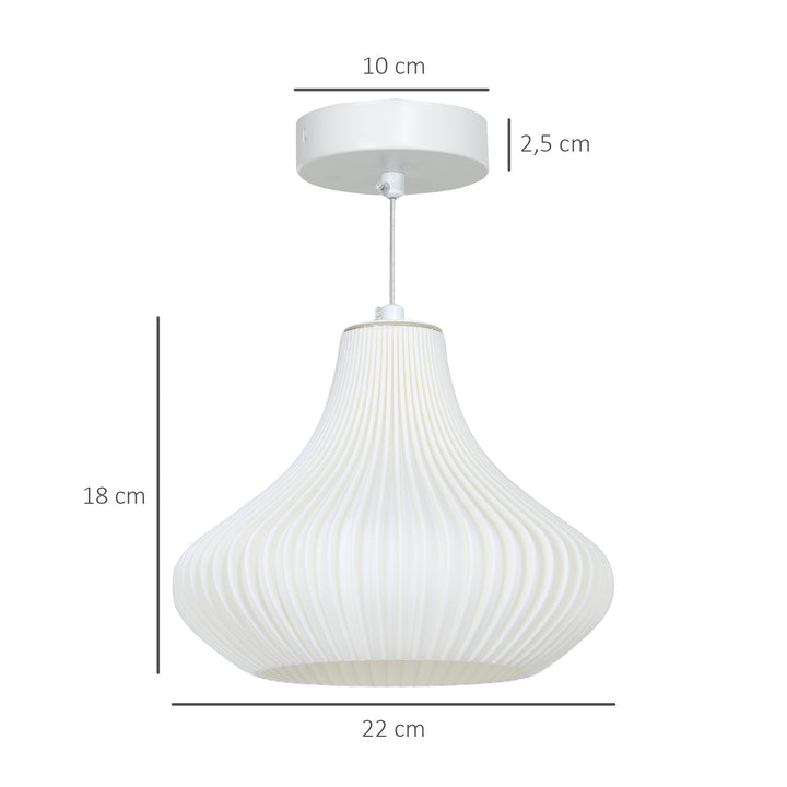 Candeeiro Suspenso Moderno Candeeiro de Teto com Ecrã de Impressão 3D Iluminação para Sala de Jantar Cozinha Sala de Estar Bar Restaurante Ø22x18 cm Branco
