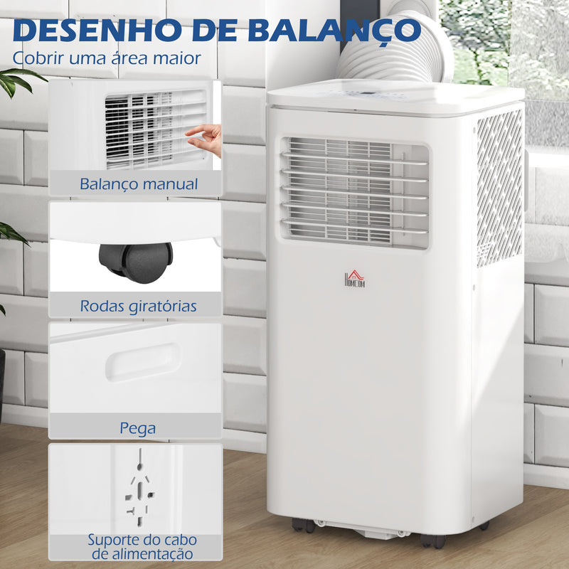 Ar Condicionado Portátil 9000 BTU 960 W com Ecrã LED Controlo Remoto Temporizador para 12-20 m² 30x34x69,4 cm Branco