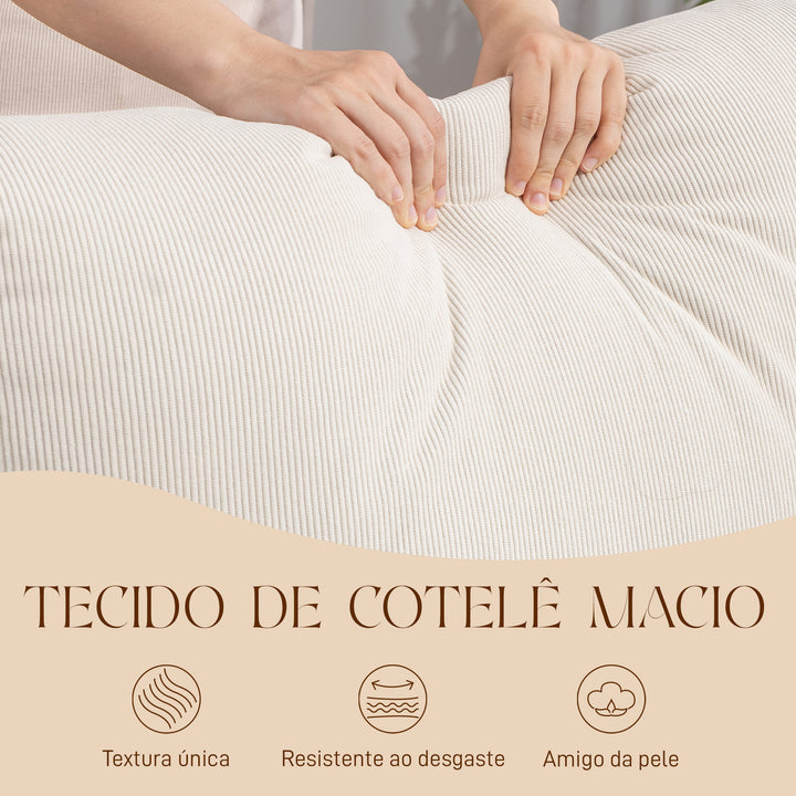 Cadeira de Baloiço com Apoio para Pés, Encosto Ajustável, Poltrona de Veludo Nórdica, Pés de Madeira, Apoios de Braços, Almofada Lombar, Poltrona de Relaxamento, Carga Máxima 120 kg, para Quarto, Sala, Creme