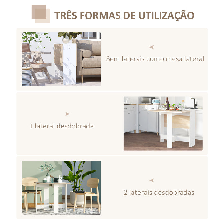 Mesa Dobrável Cozinha Sala de estar Mesa de apoio com 2 Abas Rebatíveis Economiza Espaço Design Moderno 103x76x73,5 cm Madeira
