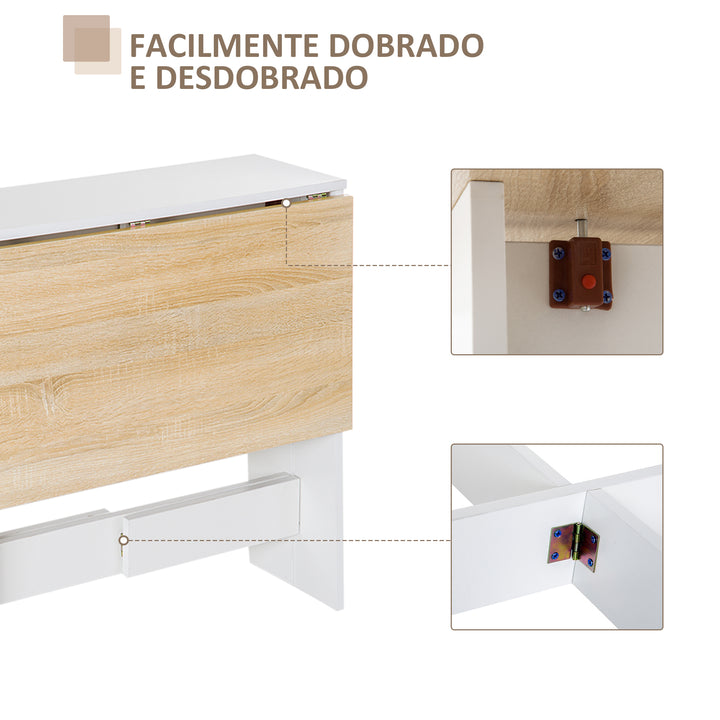 Mesa Dobrável Cozinha Sala de estar Mesa de apoio com 2 Abas Rebatíveis Economiza Espaço Design Moderno 103x76x73,5 cm Madeira