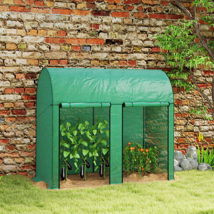 Estufa Pequena Estufa de Exterior com Porta Dupla com Fecho de Correr e Cobertura de PE para Cultivar Plantas Flores 200x100x178 cm Verde